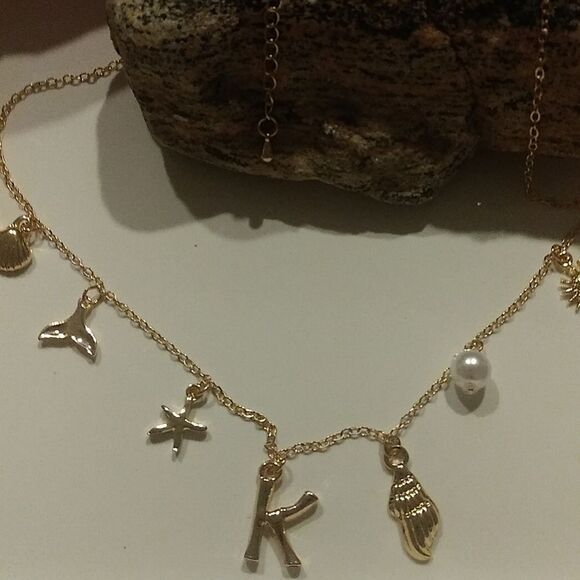 New Free People initial K Gold bono beach Charm Necklace - Picture 2 of 7